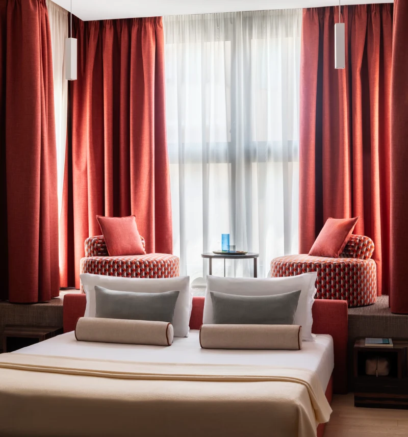 Deluxe room with double bed and armchairs by the window - Parioli Cube Hotel, BZAR hotels in Rome