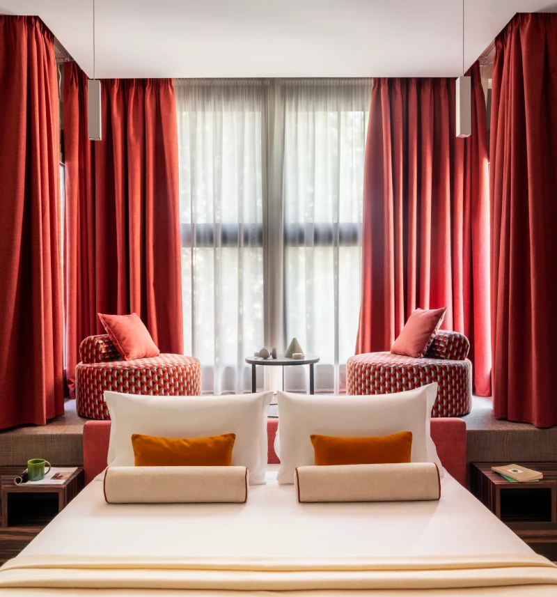 Triple room with double bed, armchairs and large window - Parioli Cube Hotel, BZAR hotels in Rome